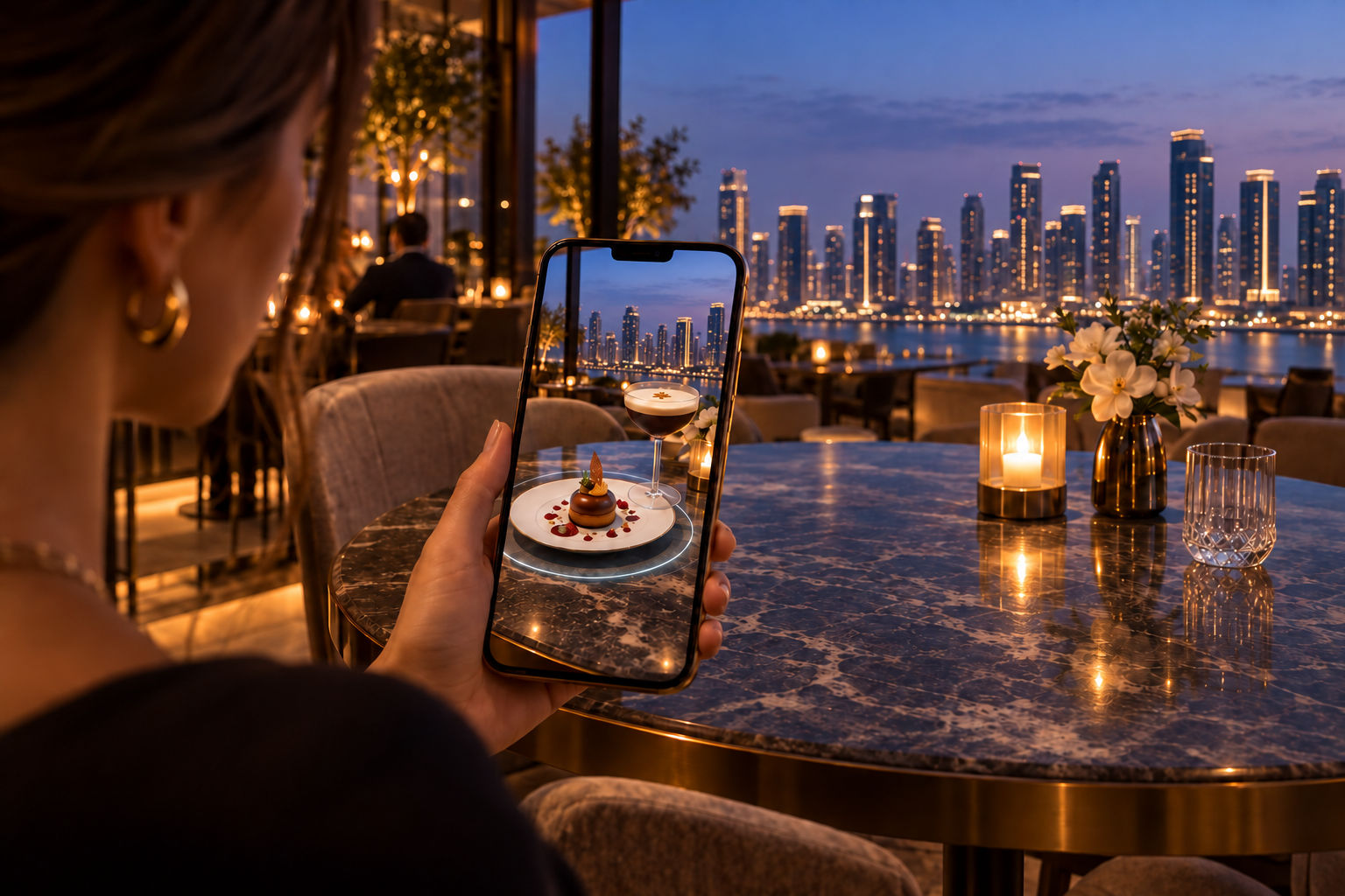 A KATE AR restaurant menu experience showing a dish in augmented reality